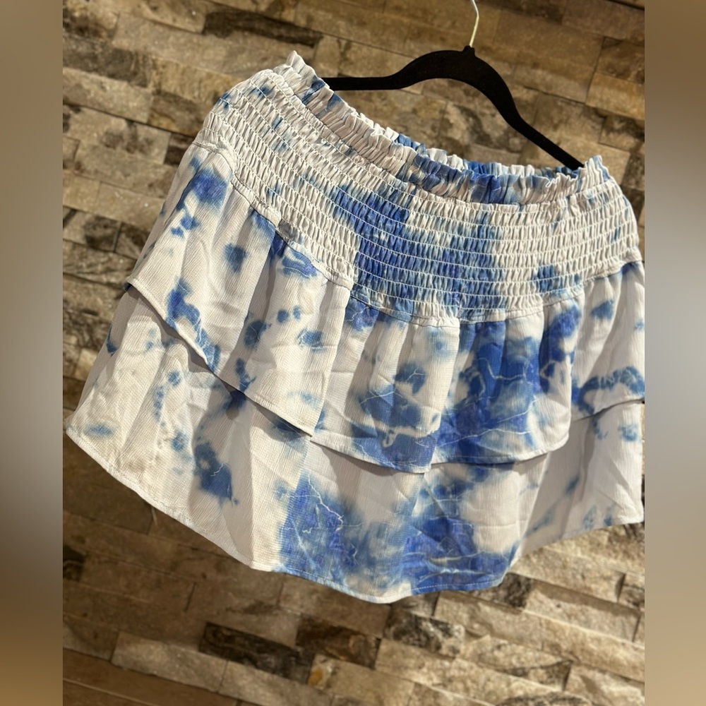 Miken Swim - Blue Tie Dye Print Skirt - Size Large